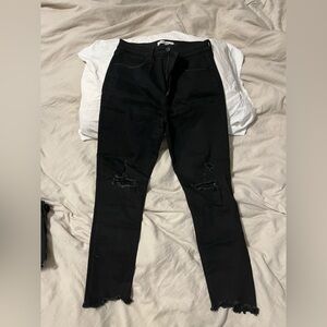 A&F Black Distressed Jeans